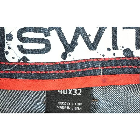 Switch Remarkable Jeans Mens 40x32 Blue Dark Wash Premium Denim Y2K Hip Hop - Picture 10 of 10